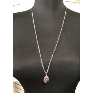 Women's Purple Kunzite Stone Pendant Necklace Silver Chain